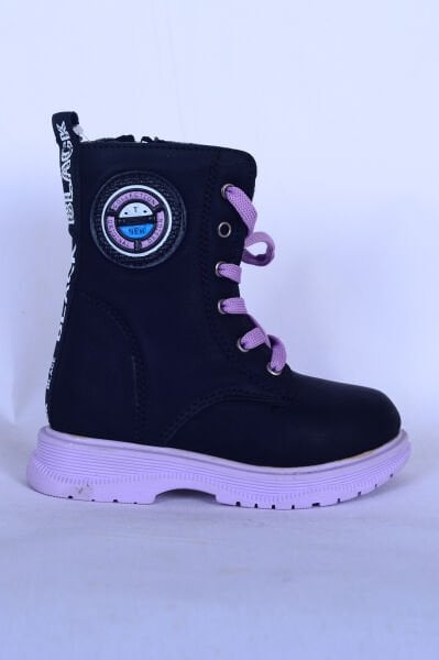 Walkway Peris P Bağcıklı Yandan Fermuar Destekli Siyah-Lila Çocuk Bot