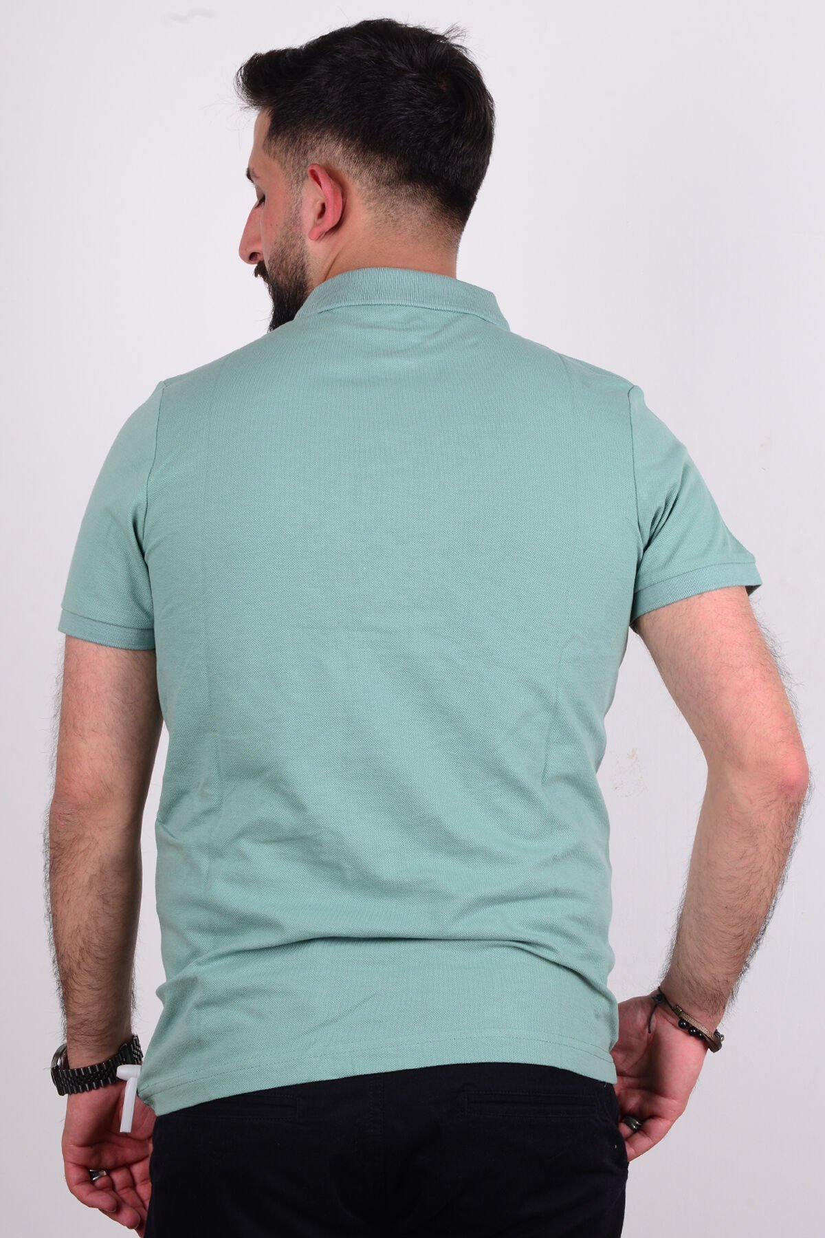 Cazador 24YCEEO04713 Su Yeşili Erkek Slim Fit Polo Yaka Dar Kesim Pike Tşört