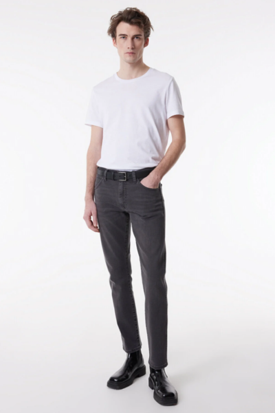 Wrangler W18SBY854 Koyu Gri Erkek Larston Düşük Bel Dar Kesim Dar Paça  Esnek Kot Pantolon