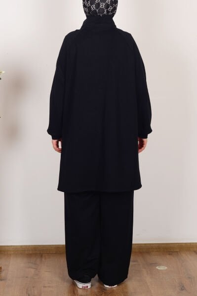 Allday B31058A9 Siyah Kadın Yumuşak Dokulu Reglan Pantolonlu Takım