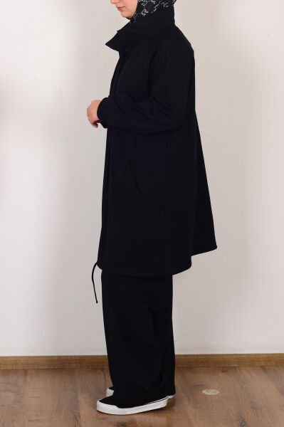 Allday B31058A9 Siyah Kadın Yumuşak Dokulu Reglan Pantolonlu Takım