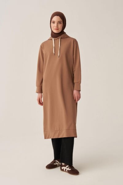 Allday B50083A0 Vizon Kadın Kapüşonlu Rahat Tunik