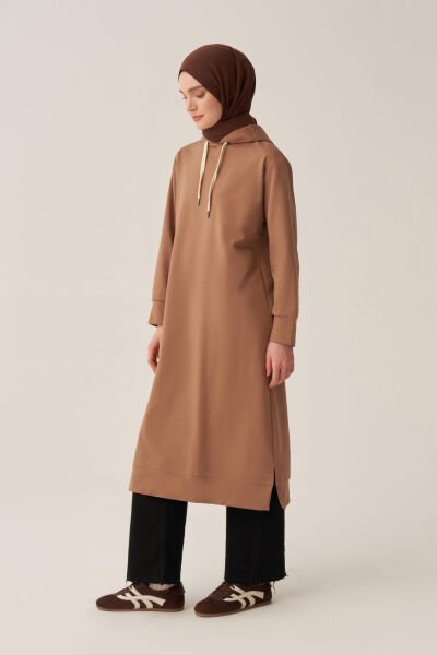 Allday B50083A0 Vizon Kadın Kapüşonlu Rahat Tunik