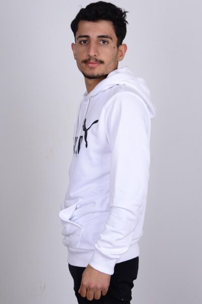 Puma 586688-02 Beyaz Puma Baskılı Kapüşonlu Erkek Sweat