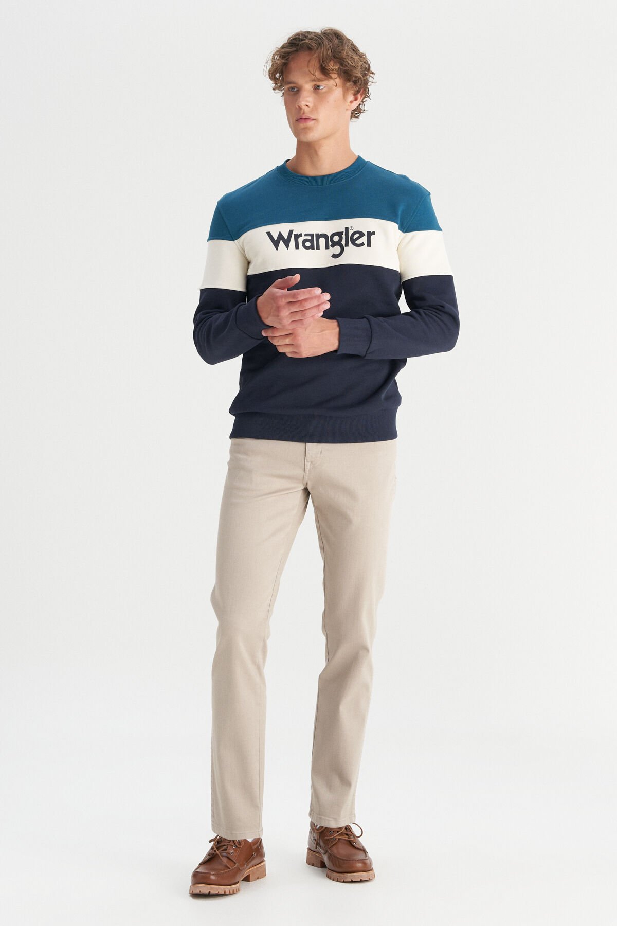 Wrangler W242284405 Petrol Erkek Çok Renkli Baskı Dekorlu Üç İplik Sweat