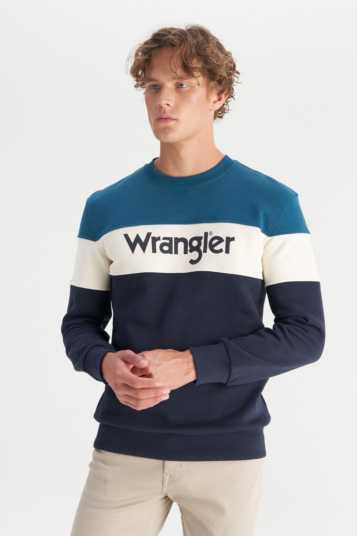 Wrangler W242284405 Petrol Erkek Çok Renkli Baskı Dekorlu Üç İplik Sweat