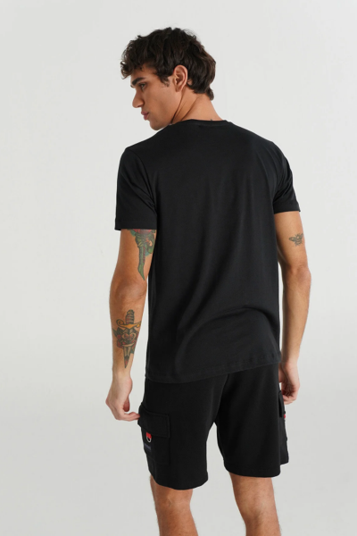 Hummel 912141-2001 HMLMEMBER Siyah Erkek Belden Ok İşaretli Logolu Göğüsten Kabartmalı Bisiklet Yaka Tshirt