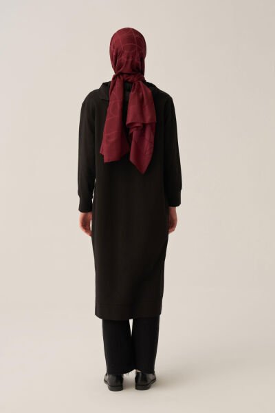 Allday B50083A0 Siyah Kadın Kapüşonlu Rahat Tunik