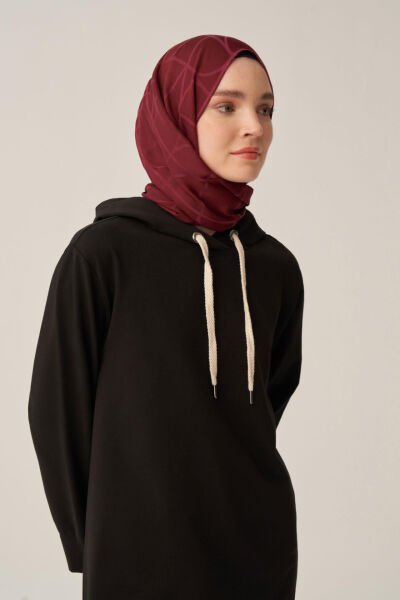 Allday B50083A0 Siyah Kadın Kapüşonlu Rahat Tunik