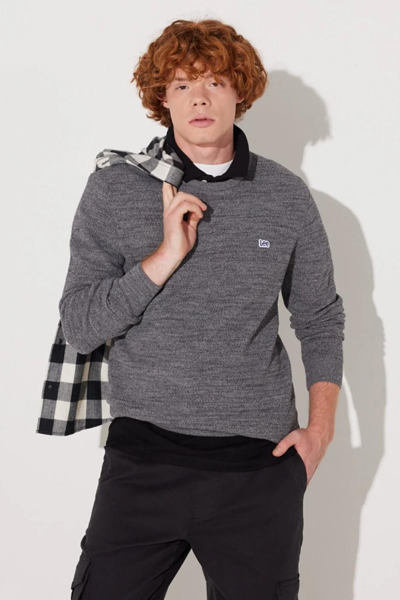 Lee L212149035 Gri Bisiklet Yaka Erkek Kazak