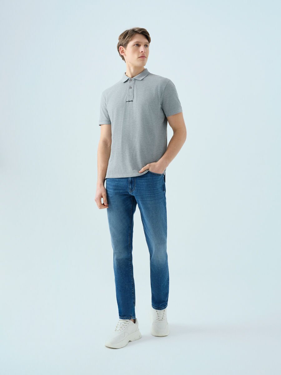 Loft LF2035689 Mavi Erkek Ricardo Esnek Kumaş Düz Paça Normal Bel Kot Pantolon