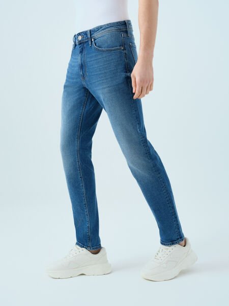 Loft LF2035689 Mavi Erkek Ricardo Esnek Kumaş Düz Paça Normal Bel Kot Pantolon