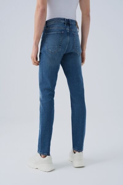 Loft LF2035689 Mavi Erkek Ricardo Esnek Kumaş Düz Paça Normal Bel Kot Pantolon