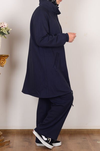 Allday B31058A9 Lacivert Kadın Yumuşak Dokulu Reglan Pantolonlu Takım