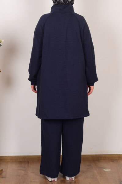 Allday B31058A9 Lacivert Kadın Yumuşak Dokulu Reglan Pantolonlu Takım