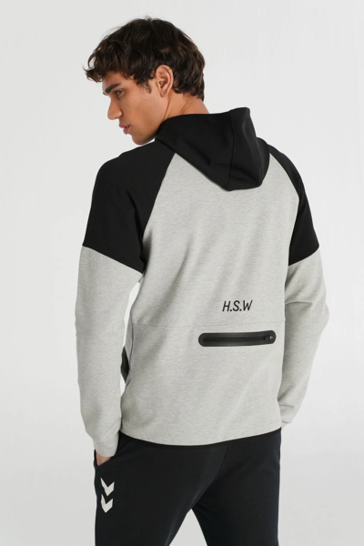 Hummel 921257-2393 HMLINTER ZIP HOODIE Gri-Siyah Erkek Regular Fit Kapüşonlu Fermuarlı Hırka