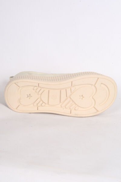 Kuum K1127100 Fashion Deri Yüksek Taban Rahat Ortepedik Bağcıklı Yandan Yıldız İşlemeli Bej Kadın Günük Ayakkabı