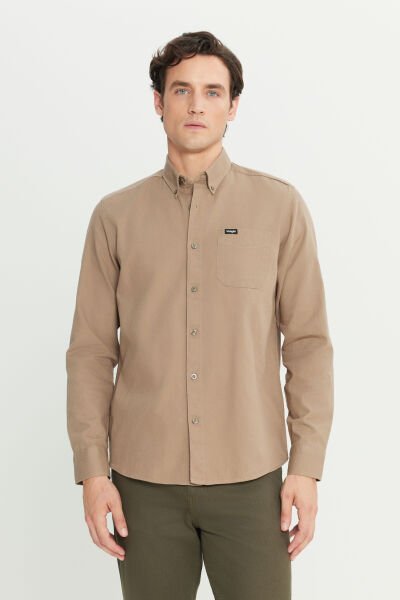 Wrangler W241464208 Vizon Erkek Uzun Kollu Kışlık Göğüsten Tek Cepli Gömlek