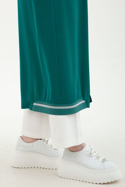 Armine 24YT546 Zümrüt Kadın Kolları Lastikli Cepli Fermuarlı Giy Çık Tunik