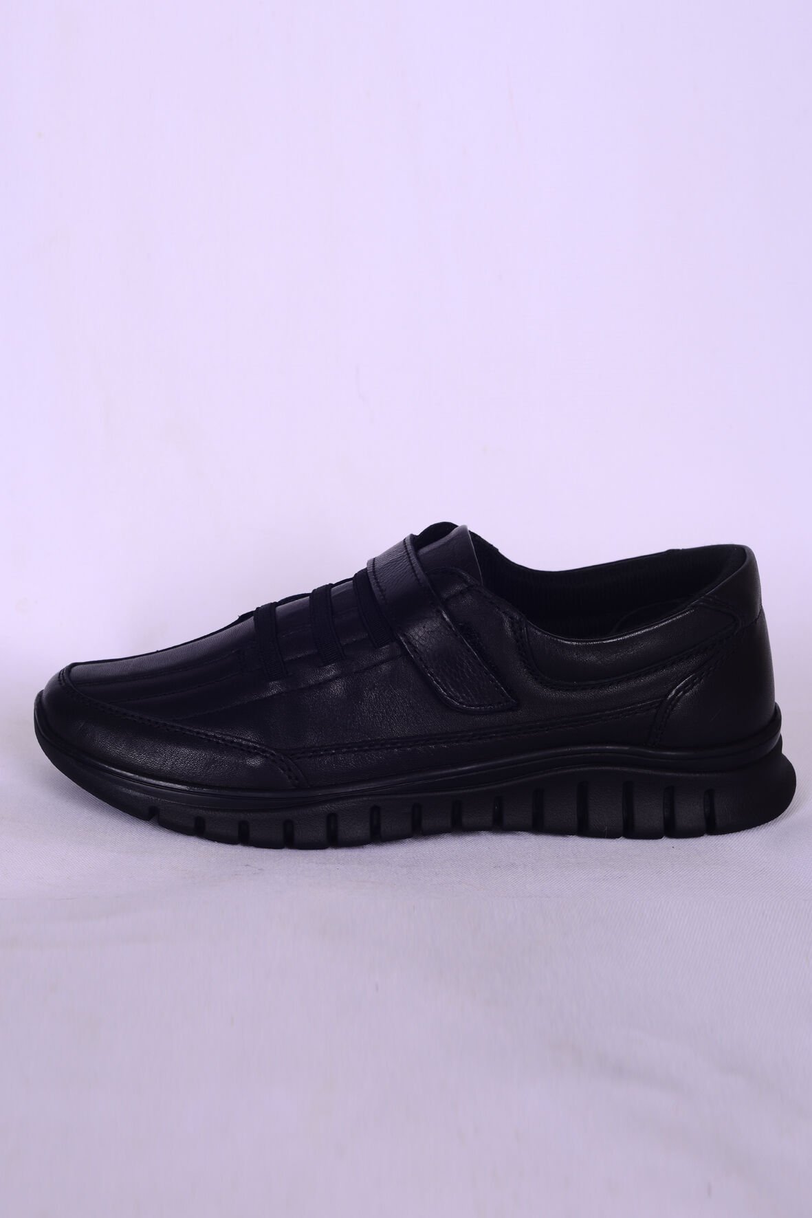 Kuum K1431213 COMFORT Siyah Kadın Deri Ortopedik Taban Cırt Cırtlı Günlük Ayakkabı