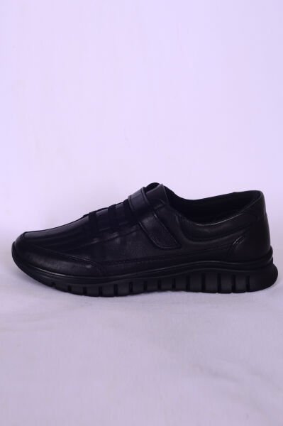 Kuum K1431213 COMFORT Siyah Kadın Deri Ortopedik Taban Cırt Cırtlı Günlük Ayakkabı