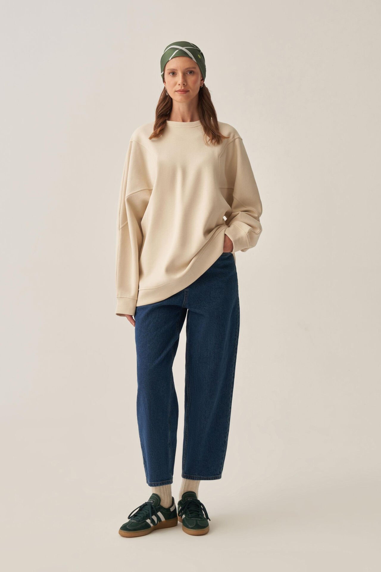 Allday W52311A0 Taş Kadın Oversize İnterlok Sweat