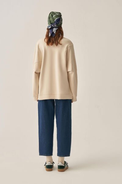 Allday W52311A0 Taş Kadın Oversize İnterlok Sweat