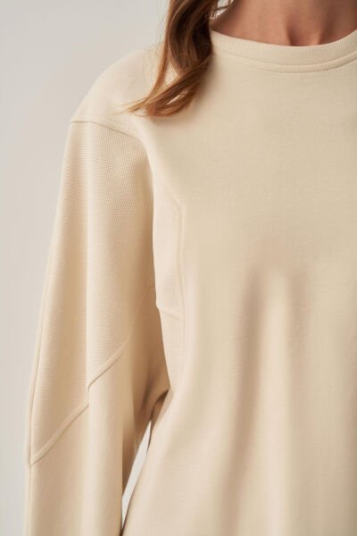 Allday W52311A0 Taş Kadın Oversize İnterlok Sweat