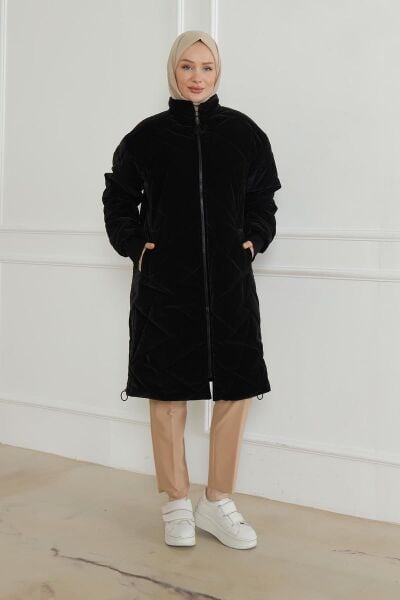 Armine 24KT726 Siyah Kadın Astarlı Kapitone Mont