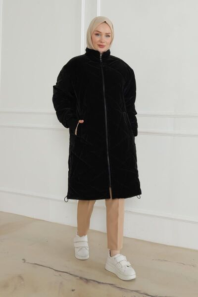 Armine 24KT726 Siyah Kadın Astarlı Kapitone Mont