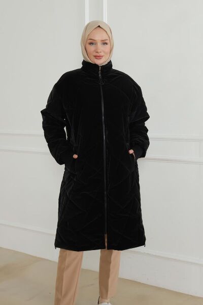 Armine 24KT726 Siyah Kadın Astarlı Kapitone Mont