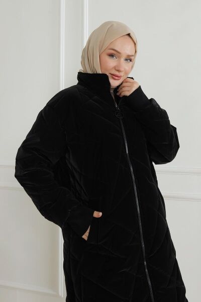 Armine 24KT726 Siyah Kadın Astarlı Kapitone Mont