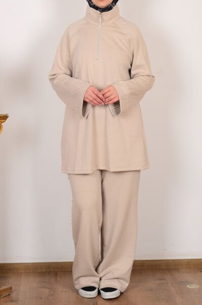 Allday B30106A0 Taş Kadın Yumuşak Dokulu Taşlı Pantolonlu Takım