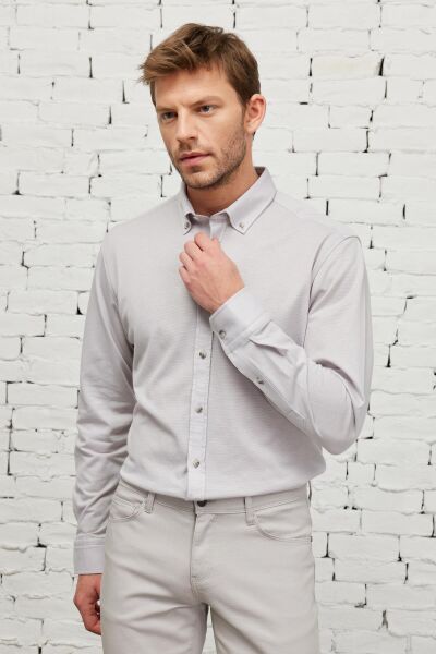 Altınyıldız 4A2023200004 Gri Cen Dy Noktalı Uzun Kollu Erkek Gömlek