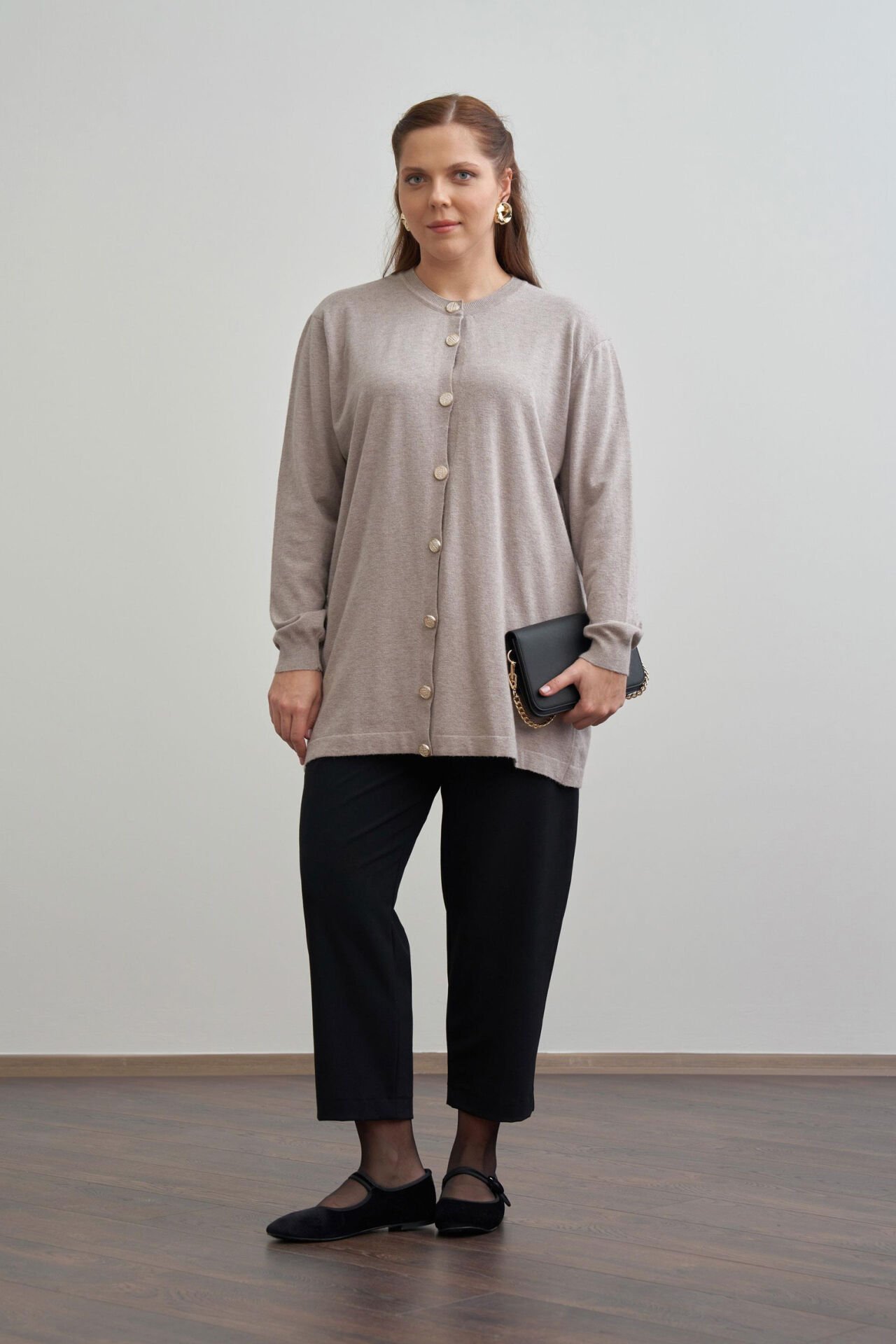 Allday W93170A9 Vizon Kadın Patı Dügmeli Triko Hırka