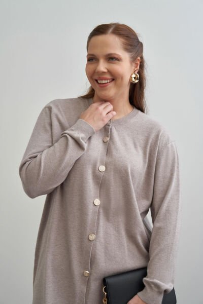 Allday W93170A9 Vizon Kadın Patı Dügmeli Triko Hırka