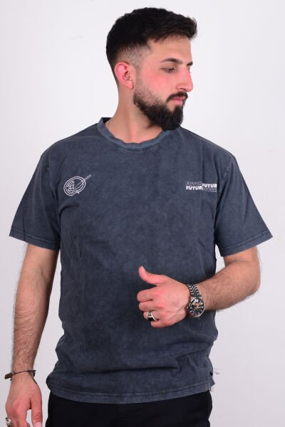 Cazador 24YCEEO04053 Siyah Erkek Relax Fit Bisiklet Yaka Baskılı Rahat Kesim Tşört