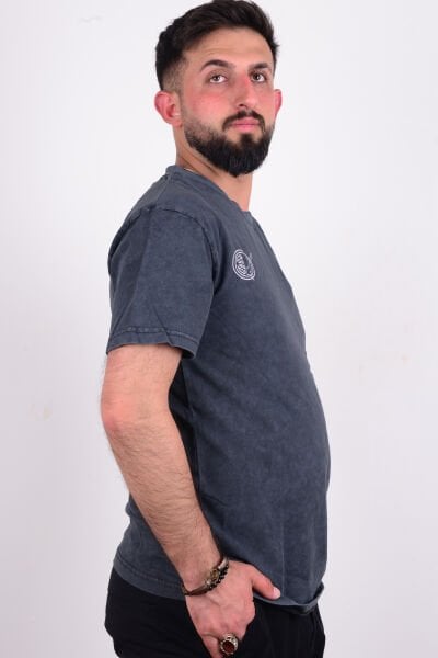 Cazador 24YCEEO04053 Siyah Erkek Relax Fit Bisiklet Yaka Baskılı Rahat Kesim Tşört