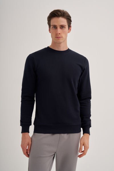 Cazador 24KCEEO05610 Lacivert Erkek 3iplik Bisiklet Yaka Sweat