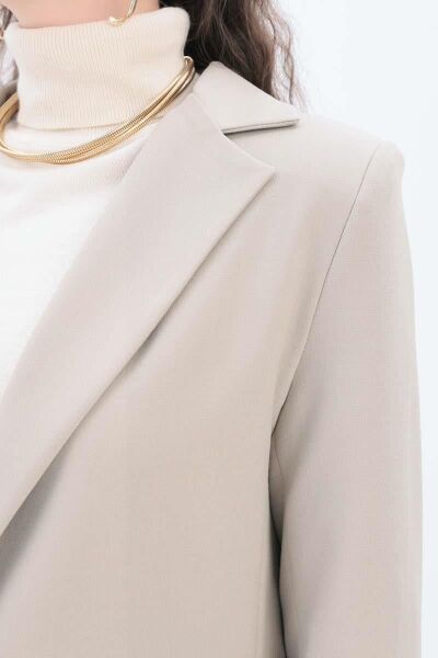 Allday 25DB41015AL0 Bej Kadın Astarlı Likralı Blazer Ceket