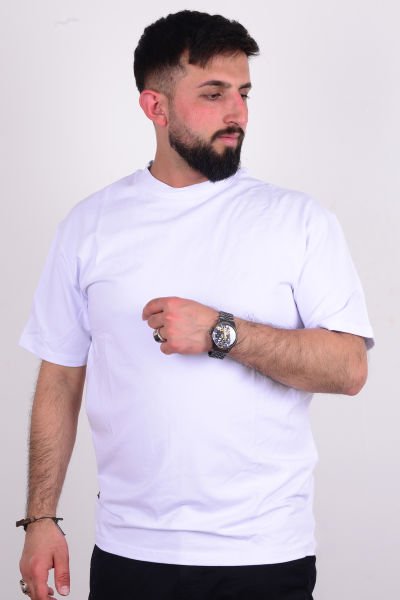 Cazador 24YCEEO04062 Beyaz Erkek Relax Fit Bisiklet Yaka Rahat Kesim Tşört