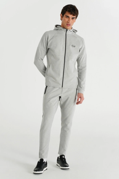 Hummel 931276-2006 HMLINTER PANTS Gri Erkek Fermuarlı Cep Dar Paça Eşofman Altı