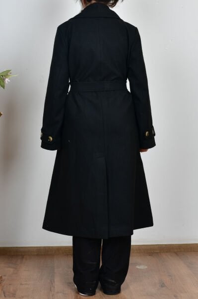 Allday W81014A0 Siyah Kadın Astarlı Kruvaze Kumaş Kaşe