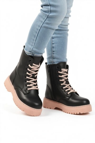 Walkway Ayk's Dale 05 F Siyah-Pudra Bağcıklı Fermuarlı Çocuk Bot