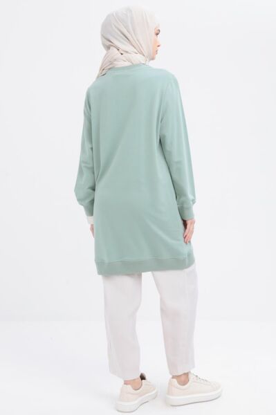 Allday S52304A0 Defne Kadın Bisiklet Yaka Önü Nakış Detaylı Sweat