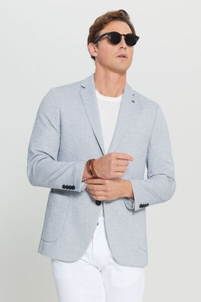 Altınyıldız ACE004252054 İndigo Erkek Astarsız Slim Fit Ceket