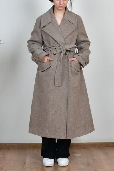 Allday W81014A0 Vizon Kadın Astarlı Kruvaze Kumaş Kaşe