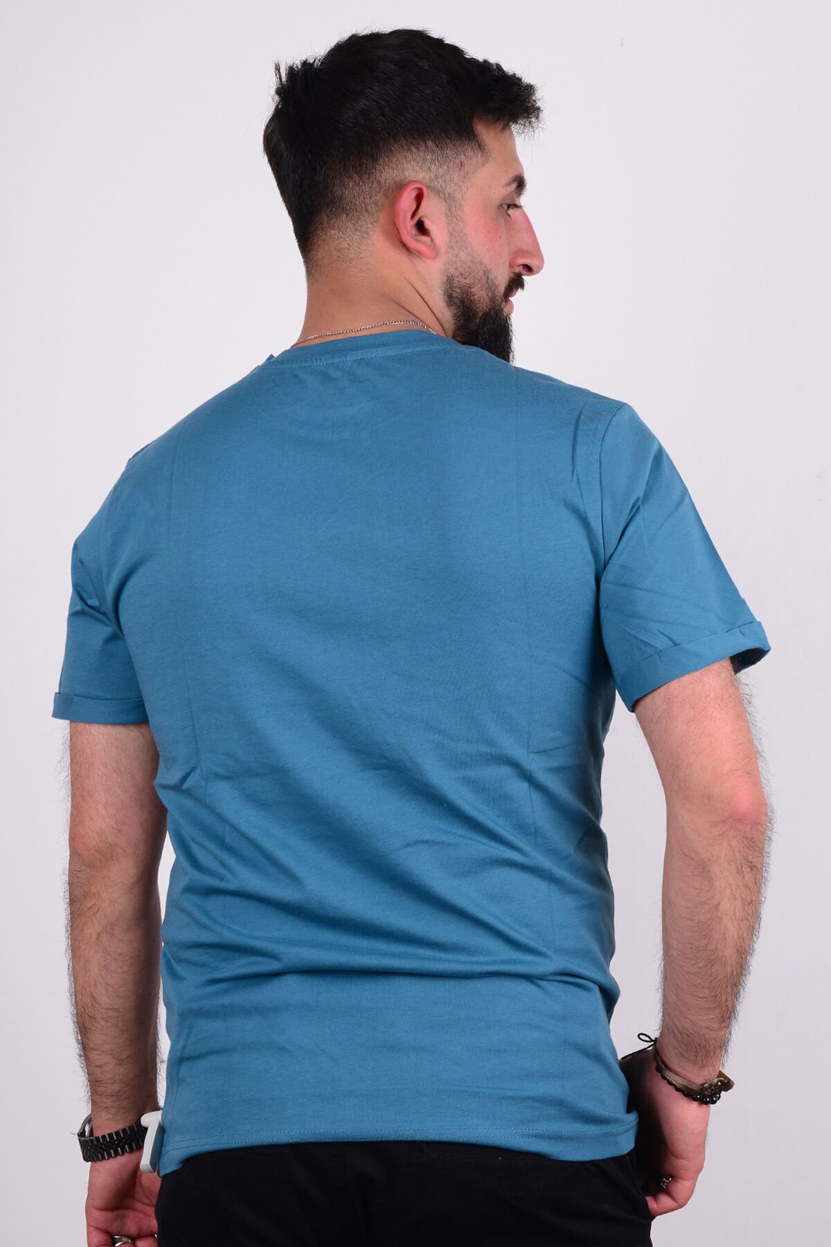 Cazador 24YCEEO04228 Koyu Nefti Erkek Regular Fit Bisiklet Yaka Baskılı Normal Kesim Tşört