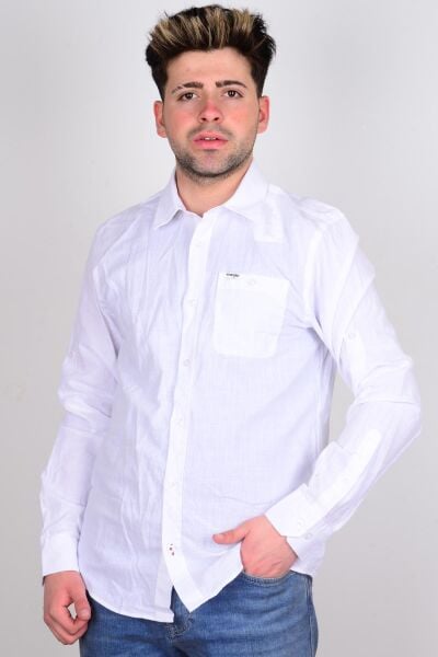 Wrangler W231039100 Beyaz Uzun Kollu Erkek Gömlek