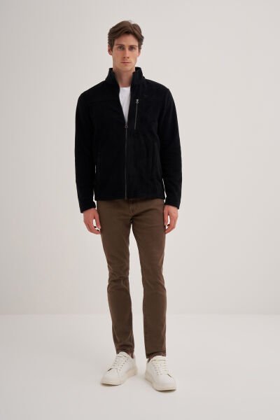 Cazador 24KCEEO05633 Siyah Erkek Boydan Fermuarlı 3 Cepli Polar Sweat Hırka